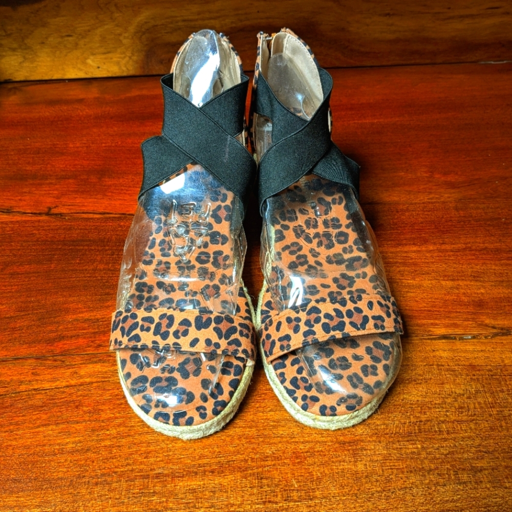 Jolimall Leopard Animal Print Wedge Platform Sandals Size 9